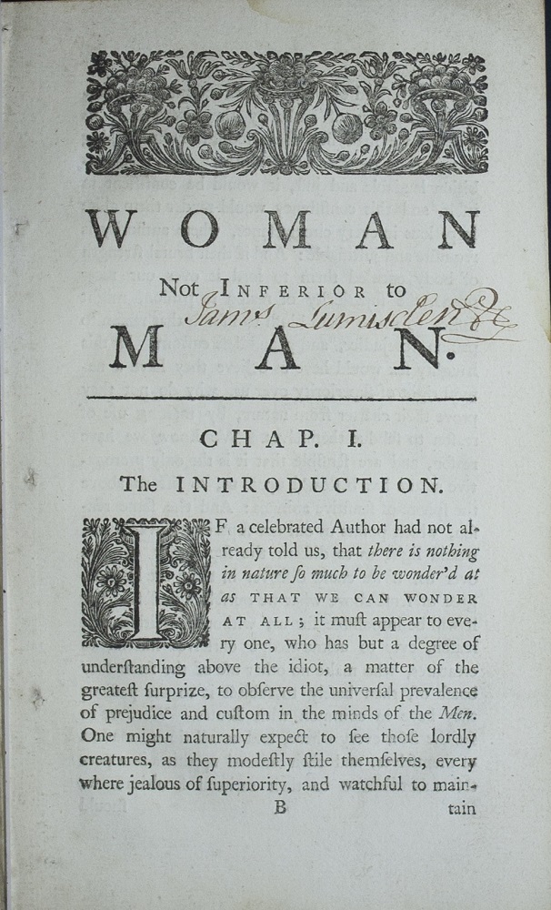 First page of Women Not Inferior to Man